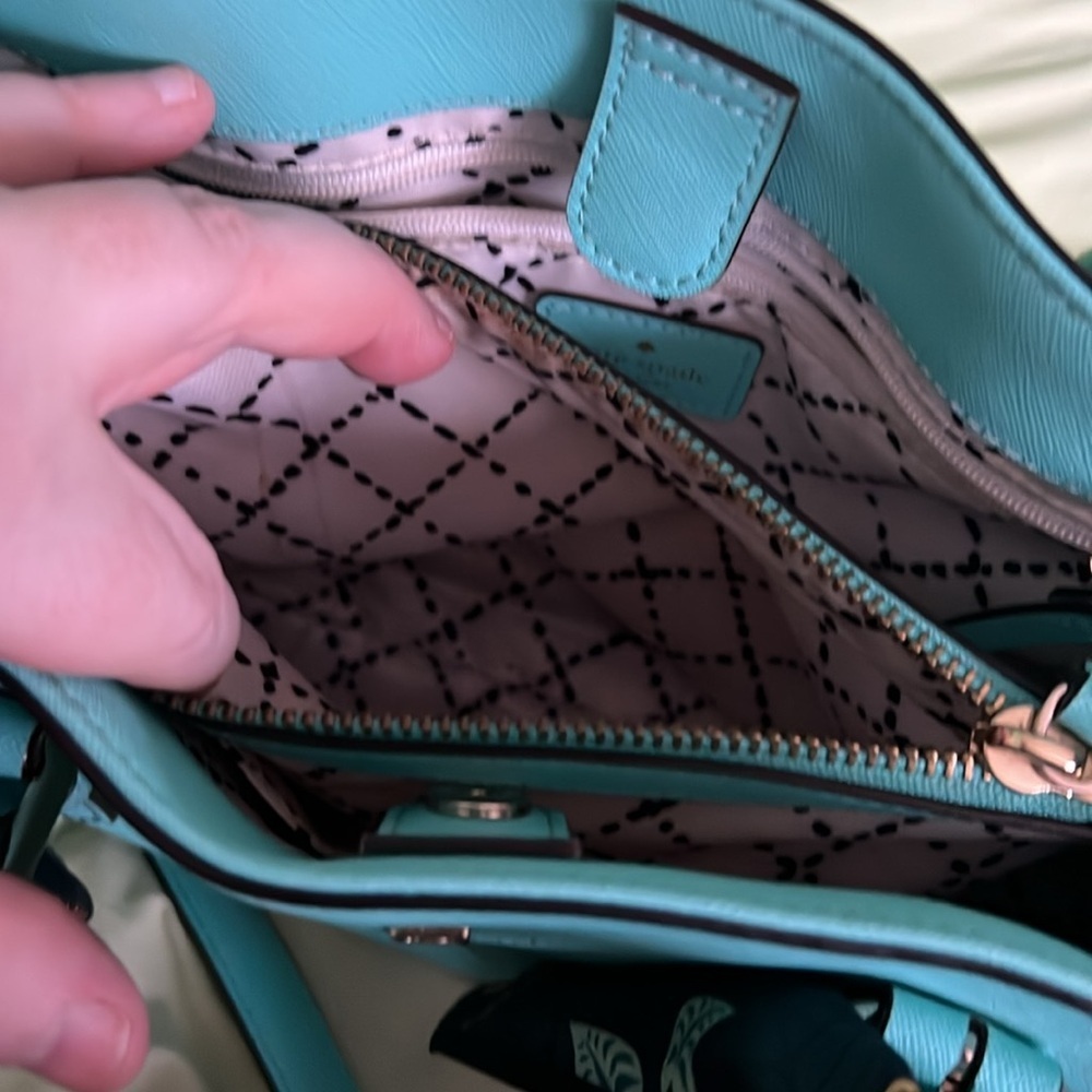 Kate Spade cove street provence fresh air blue crossbody with leopard scarf - Picture 14 of 15